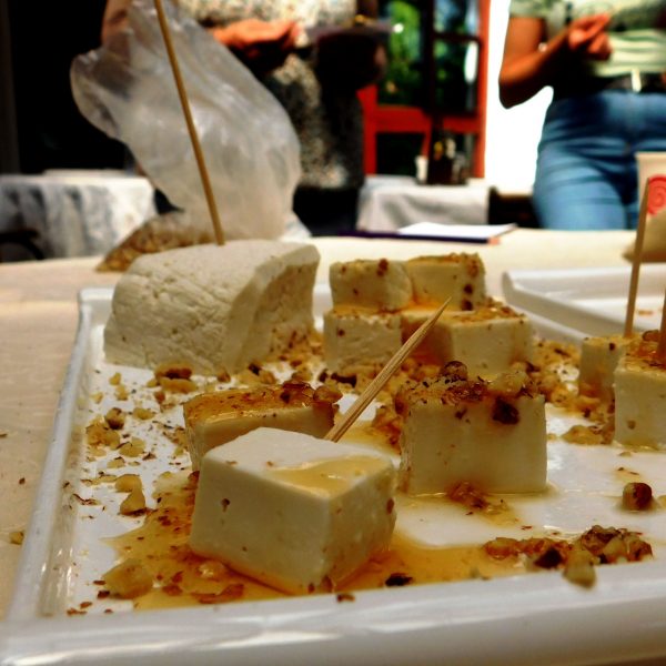 HAEMUS_farm cheese HAEMUS Farm cheese produced by one of the course participants, served with honey and walnuts