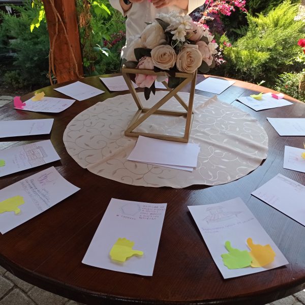 HAEMUS_voting in meaning in a nutshell exercise HAEMUS Voting around the table for the best idea in a ‘Meaning in a nutshell’ exercise